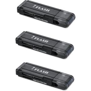 [3 Pack] iFlash USB 3.0 Dual Slot MicroSD - MicroSDHC - MicroSDXC - SDHC - SDXC Card Reader/Writer - support SanDisk Kingston 256GB 128GB 64GB 32GB UHS-I Micro SDXC SDHC, Ultra/Extreme Speed