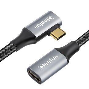 Right Angle USB C Extension Cable 1.5ft, 90 Degree USB C Male to USB C Female Cable, USB 3.2/10Gbps & 4K Video Transfer USB C Extender Cable with 100W Fast Charging for USBC Hub, Laptop, Tablet, Phone
