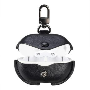 VOMA Leather Case for Beats Studio Buds/Studio Buds Plus 2021/2023, Full-Body Soft Shell Protective Leather Case Cover with Keychain Compatible with Apple Beats Studio Buds Charging Case Black
