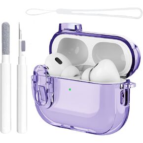 OETKER Compatible Airpods Pro 2nd/1st Generation Case Cover Clear with Cleaner Kit & Lock, Soft Shockproof AirPods Pro 2 Case 2022/2023 Transparent iPods Pro 2 Gen Case for Airpods Pro 2nd/1st Gen