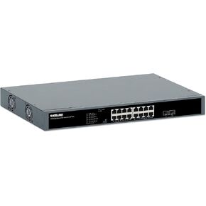 Intellinet 16-Port Unmanaged PoE+ Gigabit Ethernet Switch - 250W Power Budget, 2 x 1Gbps SFP Ports, Rackmount & Desktop, Green Ethernet Tech, Autosensing Ports, Sturdy Metal –3 Yr Mfg Warranty-561983