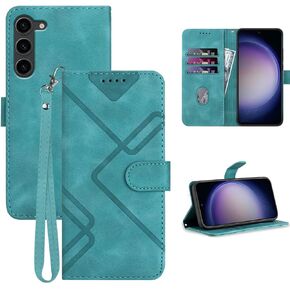 S23 Plus Case Wallet,for Galaxy S23 Plus Wallet Case,Card Holder Leather Kick-stand Flip Cases Protector,Wrist Strap,Magnetic Closure,Shockproof Protective Cover for Samsung S23+ Plus (Green)