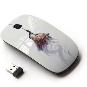 [ Optical 2.4G Wireless Mouse [ Wolf Wild Dog Watercolor Painting Art Forest ]