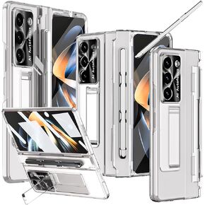 NINKI Compatible for Samsung Galaxy Z Fold 6 Case with S Pen Holder & S Pen,Screen Protector Hinge Cases for Samsung Z Fold 6 Case with Kickstand,Transparent Case for Galaxy Z Fold 6 Phone Case Clear