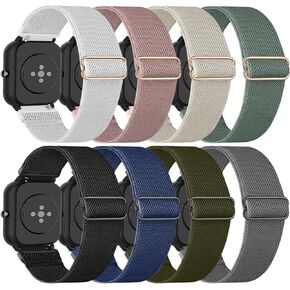 8 Pack Stretchy Nylon Watch Bands Compatible with Amazfit GTS/GTS 2/GTS 2 mini/GTS 2e/GTS 3/GTS 4/GTS 4 mini,20mm Soft Loop Strap for Amazfit Bip U Pro/Bip 3/Bip 3 Pro/Bip/Bip Lite/Bip S lite