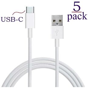x5 Pcs USB 3.1 Type C (USB-C) Sync & Charging 3.3ft/1M Cable for Samsung Galaxy S8, S8 Plus, Google Pixel, GoPro HERO5, LG G6 & G5, Nexus 5X/6P, New MacBook & OnePlus 3/2 - White [5 Pack]