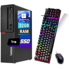 Lenovo ThinkCentre M720S SFF PC Desktop Computer, Core i5-9500 Up to 4.4GHz, 32GB RAM, 1TB SSD, RGB Keyboard&Mouse, VGA, DP, Win 11 Pro (Renewed)