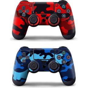 غطاء حماية ملصق جلدي لوحدة تحكم بلايستيشن 4 باللون الأحمر والأزرق (قطعتين) in Kuwait