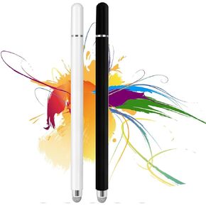 2 in 1 Stylus Pens for Touch Screens，High Sensitivity & Precision Capacitive Stylus Pencil for Ipad 、iPhone、Samsung、Android、Microsoft、Surface，(2Pack-Black/White)