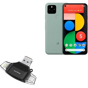 BoxWave Smart Gadget Compatible with Google Pixel 5 - AllReader SD Card Reader, microSD Card Reader SD Compact USB for Google Pixel 5 - Jet Black