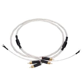 كابل Audiophiles، كابل 2RCA ذكر إلى 2RCA ذكر كابل صوت Aux مع سلك أرضي لتسجيل الفونوغراف LP، تجربة الصوت المنزلي أو المسرح المنزلي، إلخ (2 متر)