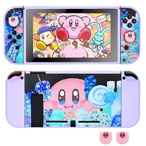 DLseego Dockable Case Design for Switch Console 2017, Anti-Slip Shock-Absorption Protective Soft Slim Cute Carrying Case and Joy Con Controller with 2 Pink Thumb Grip Caps-Black teddy doll