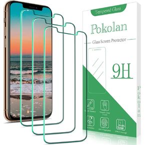 [3-Pack] Pokolan Screen Protector for iPhone 11 Pro, iPhone XS, iPhone X, iphone 10 Tempered Glass, 9H Hardness, Easy to Install, Bubbles Free