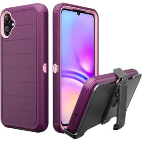 for Samsung Galaxy A05 Case with Belt Clip & Kickstand, Shockproof Protection Multi Layers Rugged Case with Belt Holster for Samsung Galaxy A05 6.7 inch 2023 (Purple+Pink)