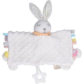Baby Bunny Security Blanket Chewable Accompany Enrich Senses Baby Teether Blanket