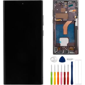 Support Fingerprint Little Size OLED Digital Display Compatible with Samsung Galaxy S22 Ultra 5G SM-S908B SM-S908U 6.8" LCD Display Touch Screen Assembly with Tools（with Frame）