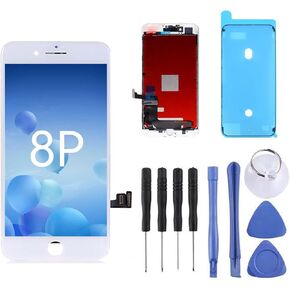 for iPhone 8 Plus Display Replacement 5.5-Inch 3D Touch LCD Digitizer Display Frame with Free Repair Tool Kit A1864, A1897, A1898 (White)