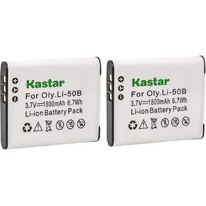 Kastar D-LI92 Battery (2-Pack) for Ricoh Pentax D-LI92, D-BC92, K-BC92, Olympus LI-50B and Pentax Optio I-10, RZ10, RZ18, WG-1, WG-1 GPS, WG-2, WG-2 GPS, WG-3, WG-3 GPS, WG-4, WG-4 GPS, WG-10, X70
