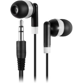Bulk Earbuds Headphones Wholesale KWA-08-W Earphones, 100 Pack Disposable Ear Buds Bulk Individually Wrapped Headphones for School Classroom Students White