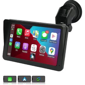 7 Inch Portable Car Stereo with Wireless CarPlay and Android Auto, GPS Navigation Touch Screen Car Radio/5.0 Bluetooth/Mirror Link/Maps Navigation/Voice Control/TF Card/AUX,for All Cars Trunk SUV