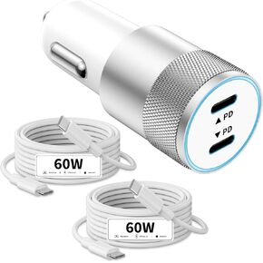 Car Charger,[MFi Certified] iPhone 15 Car Charger 72W Dual Port Car Charger USB C Car Phone Charger Adapter with 2Pack USB C to C Cable for iPhone 15/15 Plus/15 Pro/15 Pro Max,iPad Pro/Air/Mini,Galaxy