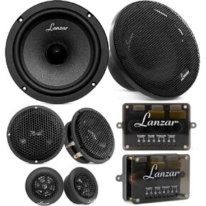 Lanzar 3-Way Universal Car Stereo Speakers - 80W High Powered Full Range Three-Way Car Audio w/ 4 Ohm, 1" High-Temperature Voice Coil, 25oz Magnet - Fits Standard OEM, Black (STCMP65), One Size