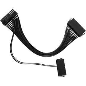 Dual PSU Power Supply 24Pin Adapter for ATX Motherboard, 24-Pin Chassis Power Interface Extension Cable Cord - 1ft/30cm