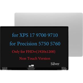 17.3" 3840x2400 UHD 4K LCD Screen Replacement for Dell XPS 17 9700 9710 P92F for Precision 5750 5760 7JXK8 07JXK8 TC03-TVD8G 0TVD8G TB02-TVD8G Touch LCD Top Hinges Assembly Display (Silver)