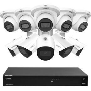 Lorex Fusion 4K 2TB IP 16-Channel Wired Security System with 10 Cameras, 4K Ultra HD, Color Night Vision, Smart Person and Vehicle Detection, Built-in Microphone