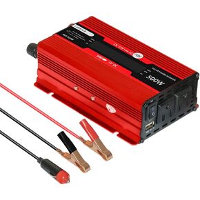 500W Car Inverter - DC 12V to 110VAC with Dual AC Outlets & Quick USB Charging - Portable Power Converter for Vehicles
