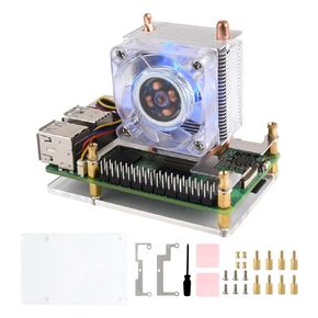مروحة تبريد وحدة المعالجة المركزية Waveshare ICE Tower، متوافقة مع Raspberry Pi 5، أنبوب نحاسي على شكل حرف U، زعانف تبريد، مبرد مع RGB LED ملون in Kuwait