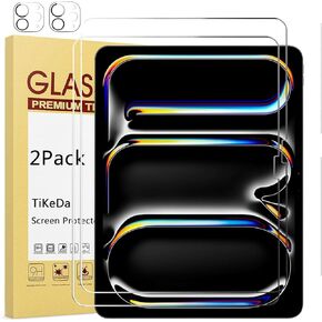 2 Pack Screen Protector for iPad Pro 13 Inch 2024 7th Generation + 2 Pack Camera Lens Protector,Tempered Glass Film Anti-Scratch Case Friendly, Compatible with Face ID Apple Pencil[4 Pack]