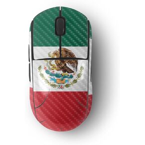 MightySkins Carbon Fiber Skin Compatible with Logitech G Pro Wireless Gaming Mouse - Mexican Flag | Protective, Durable Textured Carbon Fiber Finish | Easy to Apply