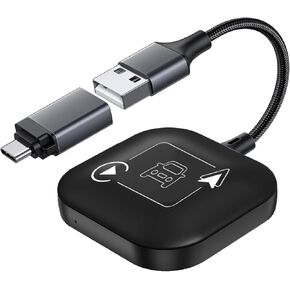 Wireless CarPlay Android Auto Car Adapter 2 in 1 for Wired CarPlay& Android Auto Cars Faster Connection,Plug & Play Carplay Fit for Apple iPhone iOS 10+ Android
