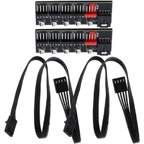 eMagTech 2pcs 5 Port PWM Fan Hub Splitter Speed Controller Adapter PC Fan Motherboard Cable or 4 Pin PWM Cooler Cooling Fan Computer Cables Connectors