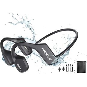 سماعات توصيل العظام، سماعات سباحة IP68 مقاومة للماء مع مشغل MP3 سعة 16 جيجابايت ووقت تشغيل 8 ساعات، سماعات بلوتوث 5.3 مفتوحة للأذن سماعات رياضية تحت الماء للسباحة والجري وركوب الدراجات