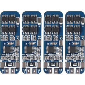 4Pcs 3S 12V 10A BMS Lithium Battery Protection Board Liion Charger Protection Module with Overcharge/Over-Discharge/Over-Current/Short Circuit Protection