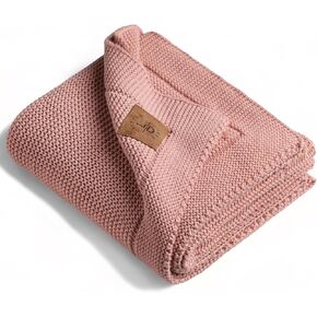 100% Organic Cotton Baby Knitted Blanket for Girls/Boy, Color Earth Ivory, 30x40 Inches- Gift Boxed Swaddle and Receiving Blankets Neutral - Soft Toddler, Crib, Stroller, Newborn, Nursery