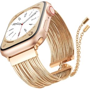 شريط شرابة من الفولاذ المقاوم للصدأ من Goton لأشرطة ساعة Apple 38 مم 40 مم 41 مم 42 مم 44 مم 45 مم 49 مم للنساء، حزام بديل لسلسلة iWatch الأنيقة مصمم لسلسلة iWatch Ultra SE 9 8 7 6 5 4 3 2 1 in Kuwait