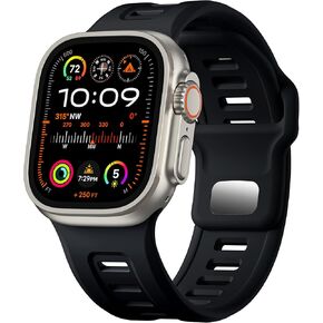 Rugged Sport Bands Compatible with Apple Watch Ultra/Ultra 2 Band 49mm 45mm 44mm 42mm Men Women, Soft Waterproof Silicone Replacement Strap for iWatch Series SE2 SE 9 8 7 6 5 4 3 2 1