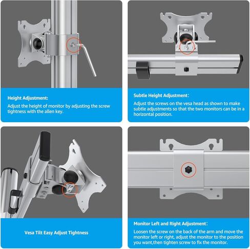 حامل شاشة ثلاثي عالي التحمل - حامل شاشة رأسي عالي التحمل يناسب شاشتين مقاس 17 إلى 27 بوصة وشاشة واحدة مقاس 49 بوصة مع دوران وإمالة وارتفاع قابل للتعديل، وسعة وزن تصل إلى 33 in Kuwait
