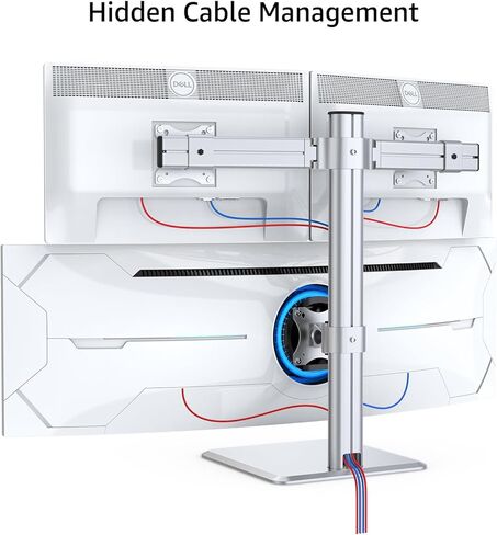 حامل شاشة ثلاثي عالي التحمل - حامل شاشة رأسي عالي التحمل يناسب شاشتين مقاس 17 إلى 27 بوصة وشاشة واحدة مقاس 49 بوصة مع دوران وإمالة وارتفاع قابل للتعديل، وسعة وزن تصل إلى 33 in Kuwait