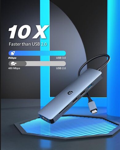 محور USB C 6 في 1، محول USB C مع USB 3.0، 4K HDMI، 2 x USB 2.0، قارئ بطاقة SD/TF، ​​توافق محطة الإرساء مع أجهزة Mac Pro/Air وType C in Saudi Arabia