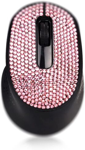 Bling Bluetooth Wireless Mouse, Sparkle Rhinestone Wireless Mouse with Dual Mode Bluetooth + USB Receiver,1500 DPI for Tablet Computer Notebook PC Laptop Mac (Pink) in Saudi Arabia