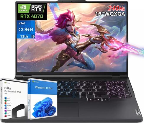 كمبيوتر محمول للألعاب Lenovo Legion Pro 5i، شاشة 16 بوصة WQXGA 2K 240 هرتز، Intel i9-13900HX، NVIDIA GeForce RTX 4070، ذاكرة الوصول العشوائي DDR5 16 جيجابايت، 1 تيرابايت SSD، لوحة مفاتيح RGB بإضاءة خلفية، Wi-Fi 6، Windows 11 Pro مع ترخيص مدى الحياة للمكتب in Kuwait