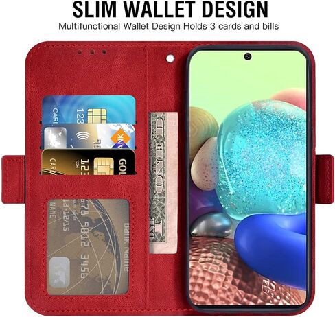 Asuwish متوافق مع حافظة محفظة Samsung Galaxy A71 5G وواقي شاشة من الزجاج المقسى وغطاء جلدي قابل للطي وحامل بطاقات وحامل ملحقات الهاتف وحافظات الهاتف لـ Glaxay A 71 G5 Gaxaly 71A S71 أحمر in Kuwait