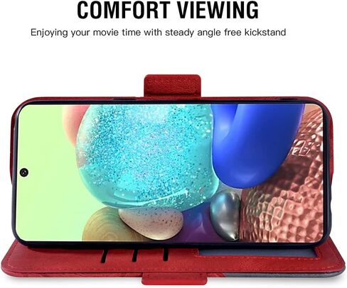 Asuwish متوافق مع حافظة محفظة Samsung Galaxy A71 5G وواقي شاشة من الزجاج المقسى وغطاء جلدي قابل للطي وحامل بطاقات وحامل ملحقات الهاتف وحافظات الهاتف لـ Glaxay A 71 G5 Gaxaly 71A S71 أحمر in Kuwait