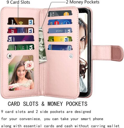 NJJEX Compatible with LG Stylo 5 Case/LG Stylo 5X/Stylo 5V/Stylo 5 Plus Wallet Case, [9 Card Slots] PU Leather Card Holder Folio Flip [Detachable][Kickstand] Magnetic Phone Cover & Lanyard [Wine Red] in Saudi Arabia