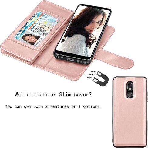 NJJEX Compatible with LG Stylo 5 Case/LG Stylo 5X/Stylo 5V/Stylo 5 Plus Wallet Case, [9 Card Slots] PU Leather Card Holder Folio Flip [Detachable][Kickstand] Magnetic Phone Cover & Lanyard [Wine Red] in Saudi Arabia