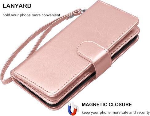 NJJEX Compatible with LG Stylo 5 Case/LG Stylo 5X/Stylo 5V/Stylo 5 Plus Wallet Case, [9 Card Slots] PU Leather Card Holder Folio Flip [Detachable][Kickstand] Magnetic Phone Cover & Lanyard [Wine Red] in Saudi Arabia
